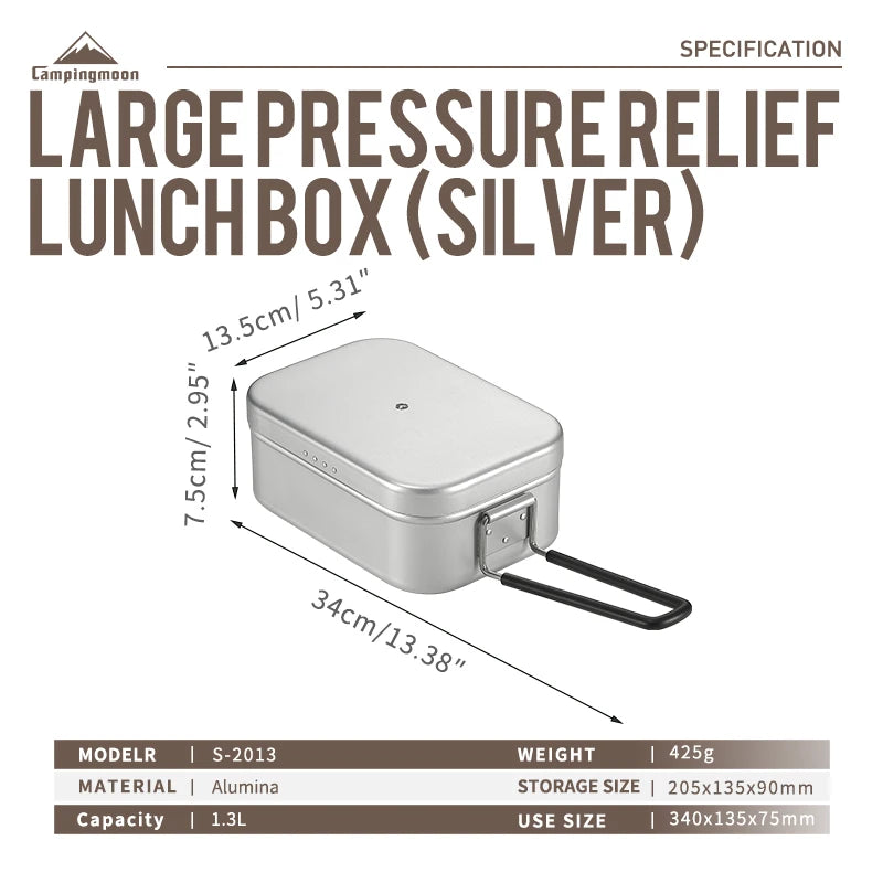 CAMPINGMOON S-2013 Aluminum Oxide Portable Lunch Box, Open Flame Heated OutdoorPicnic Camping Lunch Box, Aluminum Lunch Box