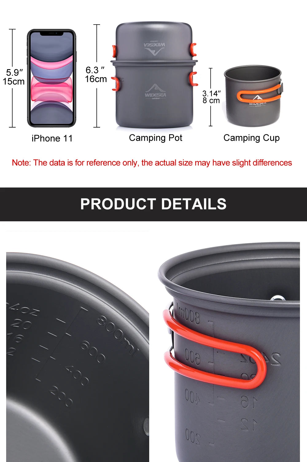 Widesea Camping Cookware Set Outdoor Tableware Equipment Supplies Burner Stove Folding Knife Fork Portable Pot Suit Tourism Cup