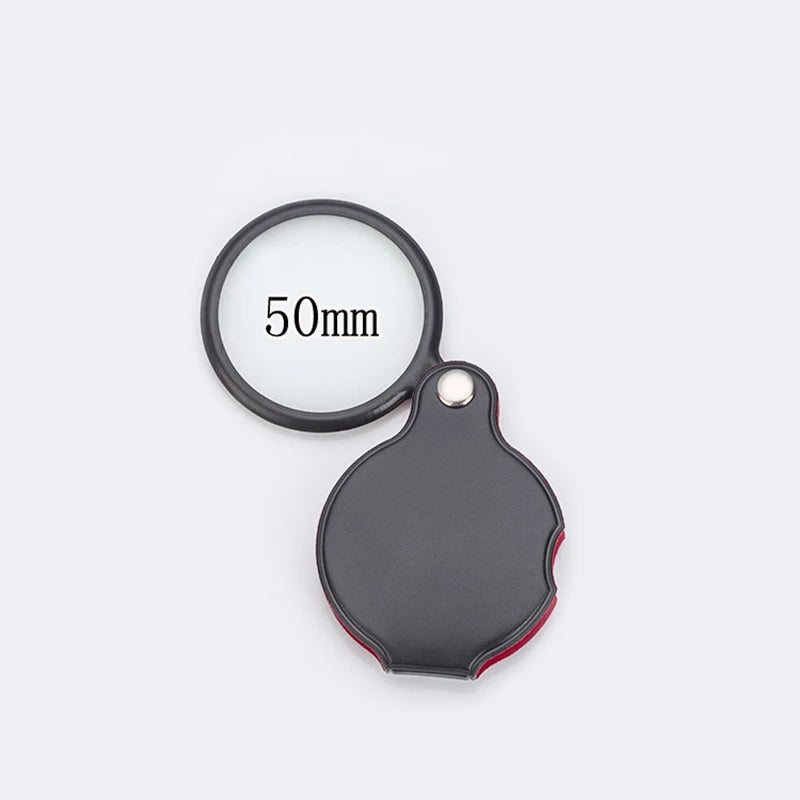 Portable Mini Magnifier 8X 50/60mm Pocket Magnifier 6X Magnifying Glass Reading Magnifier Jewelry Loupe with Folded Leather Case