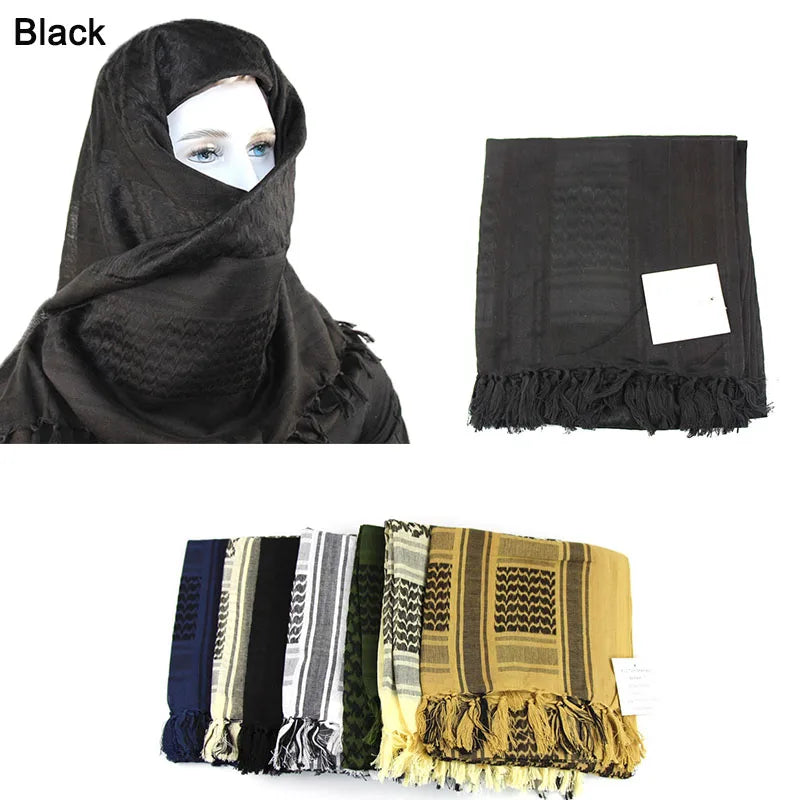 Hot sale Arab Keffiyeh Shemagh Scarf Cotton Winter Shawl Neck Warmer Cover Head Wrap Windproof Tactical Camping Scarf Men Women