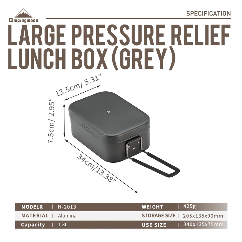 CAMPINGMOON S-2013 Aluminum Oxide Portable Lunch Box, Open Flame Heated OutdoorPicnic Camping Lunch Box, Aluminum Lunch Box
