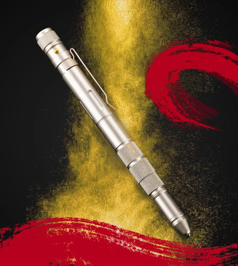 5-In-1 Portable Tactical Pen Flashlight Emergency Glass Breaker Waterproof Storage Case Outdoor Self Defense Rescue EDC Tool