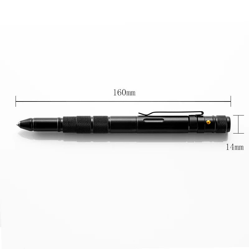 5-In-1 Portable Tactical Pen Flashlight Emergency Glass Breaker Waterproof Storage Case Outdoor Self Defense Rescue EDC Tool