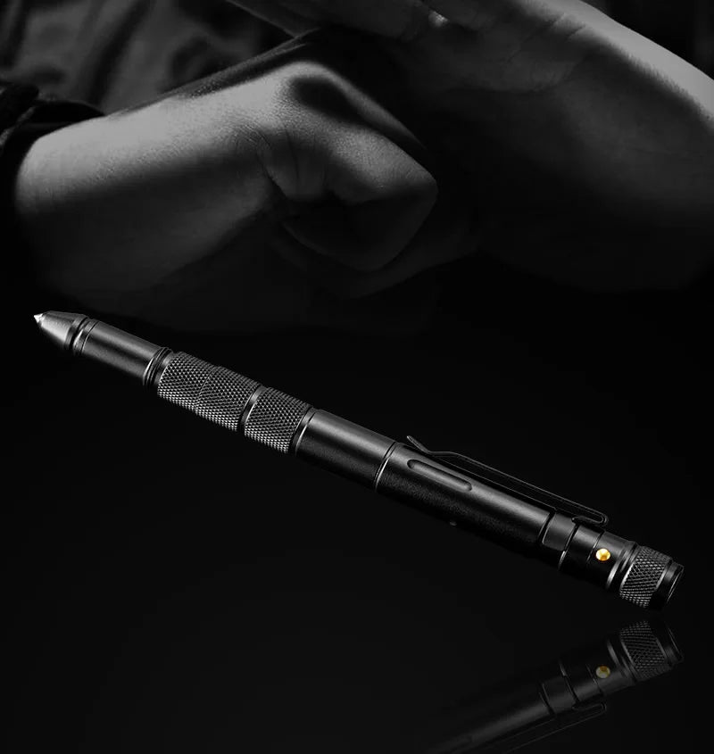 5-In-1 Portable Tactical Pen Flashlight Emergency Glass Breaker Waterproof Storage Case Outdoor Self Defense Rescue EDC Tool