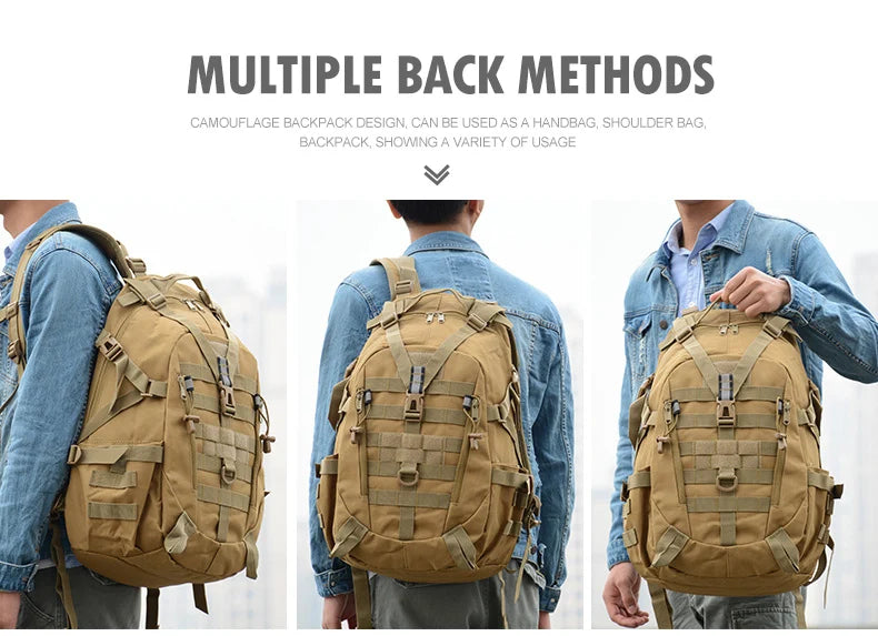 40L Camping Backpack Men's Bag Travel Bags Tactical Molle