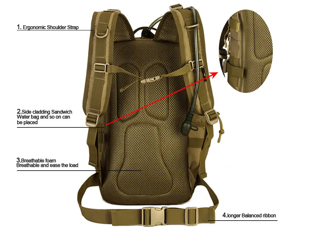 Large Capacity Tactics Backpack Nylon Water-proof Men Multifunctional Hike Camp Travel Bags Mochila