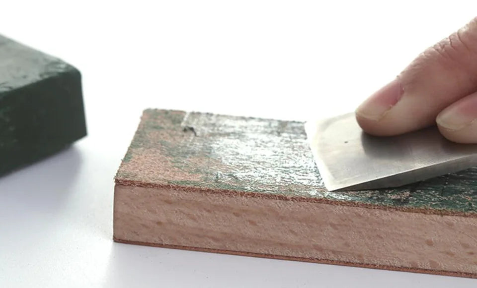 WUTA 1 Piece Leather Knife Sharpener Sharpening Strop Tool Black Wood Razor Polishing Board Fine Grinding with Polish Compound