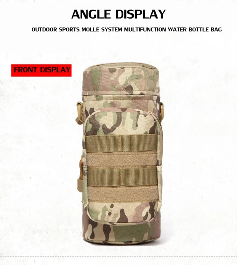 Tactical Molle Zipper Camo Water Bottle Pouches Small Mess Pouch Nylon Waterproof Waist Bag Outdoor Travel Sports Bottle Pouch