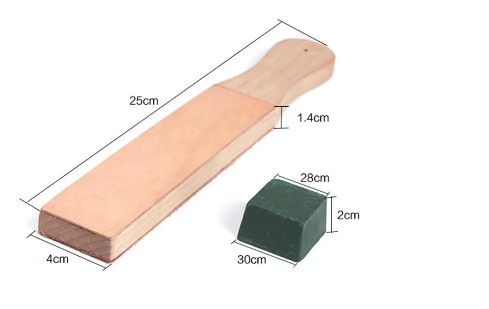 WUTA 1 Piece Leather Knife Sharpener Sharpening Strop Tool Black Wood Razor Polishing Board Fine Grinding with Polish Compound