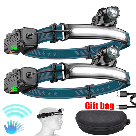 Induction Headlamp XPG+COB LED Head Lamp with Built-in Battery