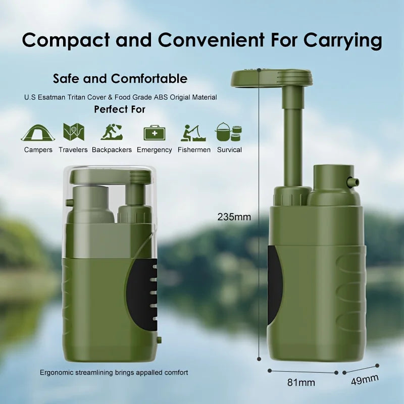 Upgrade Outdoor Water Filter Filtration System Portable Camping Water Purifier Emergency Supplies Camping Hiking Survival Tool