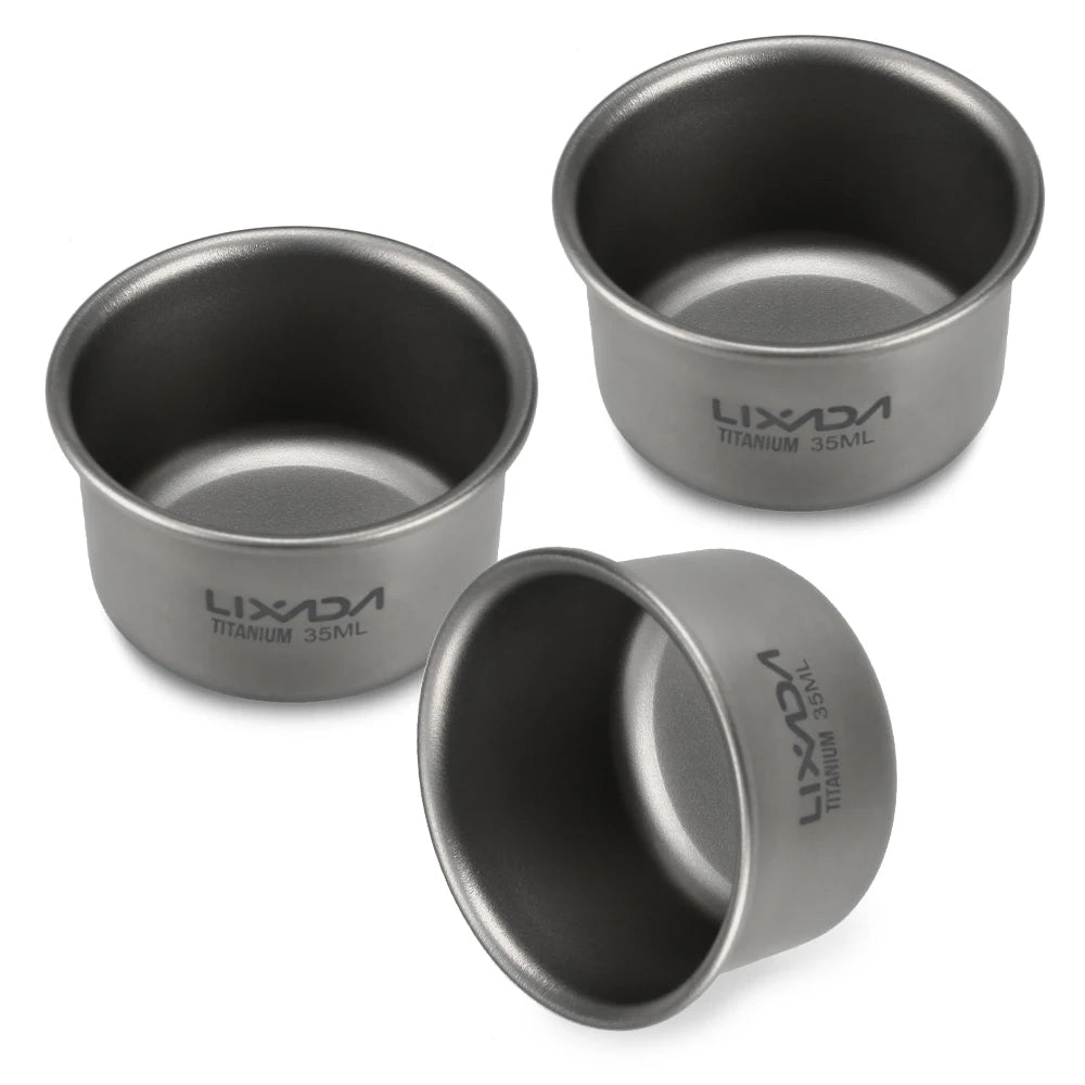 1/3pcs Lixada 35ml Mini Titanium Tea Cup Home Office Outdoor Camping Hiking Coffee Tea Cup Mug 8g