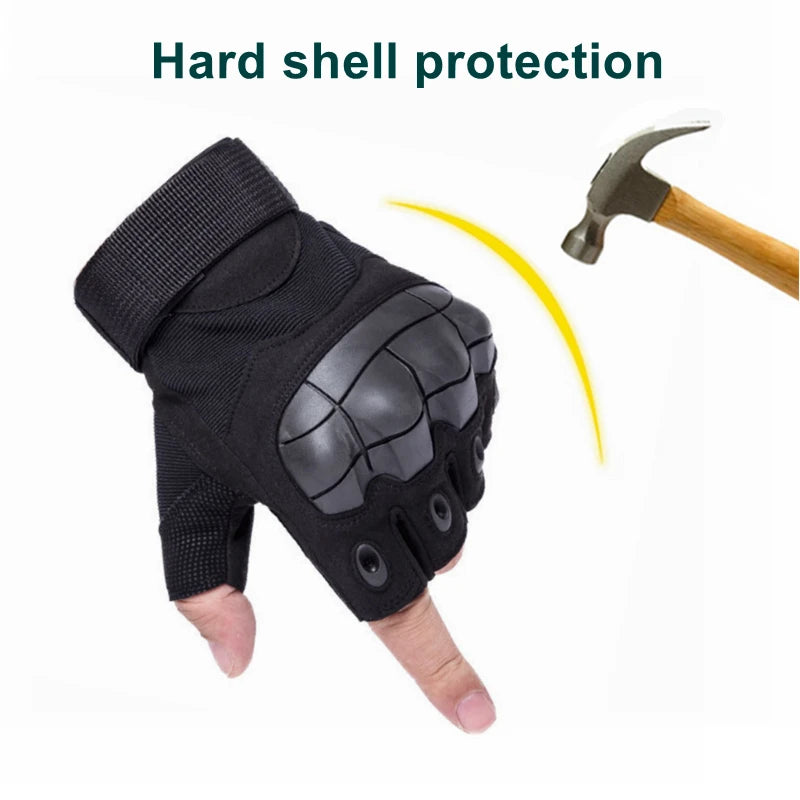 Mountaineering Outdoor Tactical Fingerless Gloves Hard Knuckle Paintball Airsoft Hunting Combat Riding Hiking Half Finger Glove