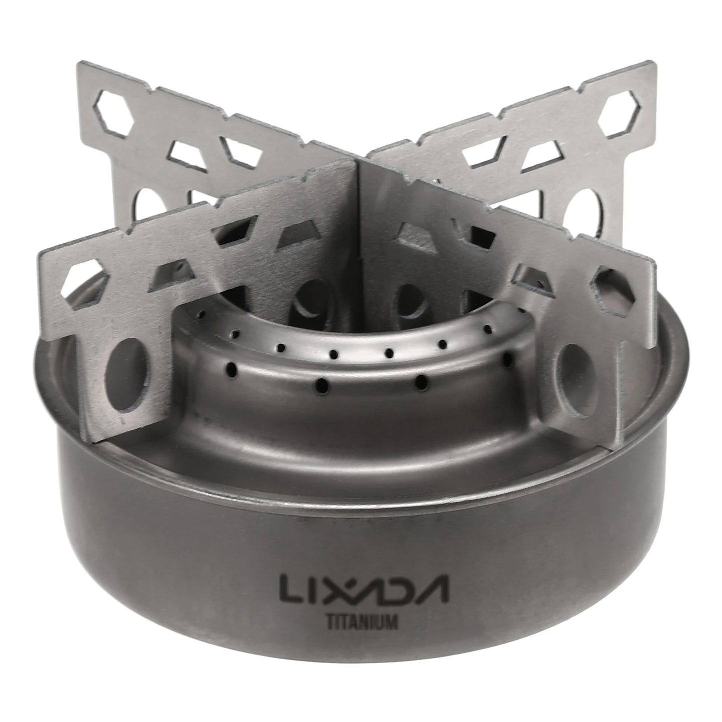 Lixada Outdoor Mini Alcohol Stove Titanium/Stainless Steel Camping Furnace with Cross Stand Stove Rack Picnic Pocket Stove