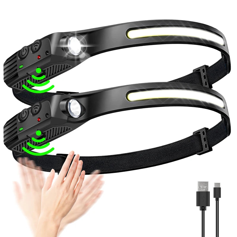 LED Headlamp Sensor Headlight With Built-in Battery