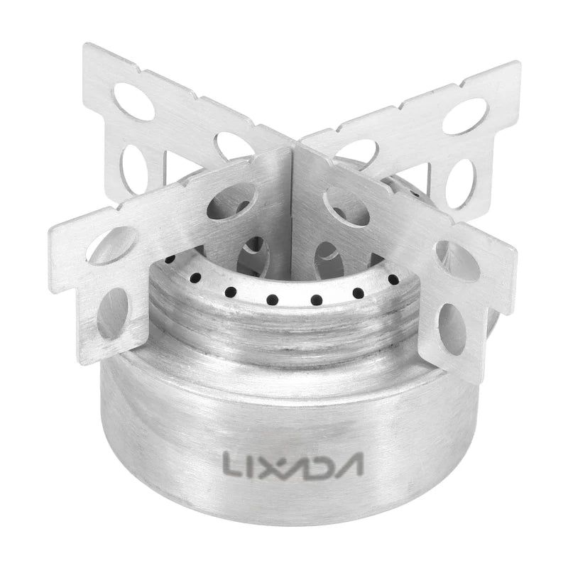 Lixada Outdoor Mini Alcohol Stove Titanium/Stainless Steel Camping Furnace with Cross Stand Stove Rack Picnic Pocket Stove
