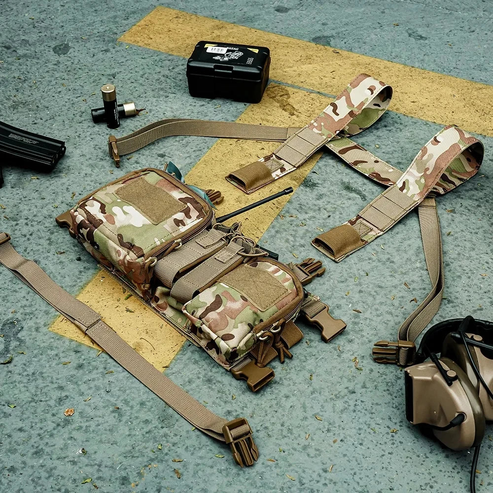Tactical Vest CS Match Wargame Military Gear Pack Outdoor Camping Nylon Chest Rig Vest Fit Airsoft Hunting Apparel Accessories