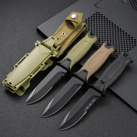 Outdoor knife camping defense straight knife wilderness survival sharp tactical knife carry survival knife high hardness knife