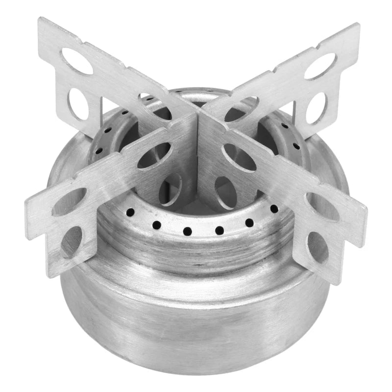 Lixada Outdoor Mini Alcohol Stove Titanium/Stainless Steel Camping Furnace with Cross Stand Stove Rack Picnic Pocket Stove