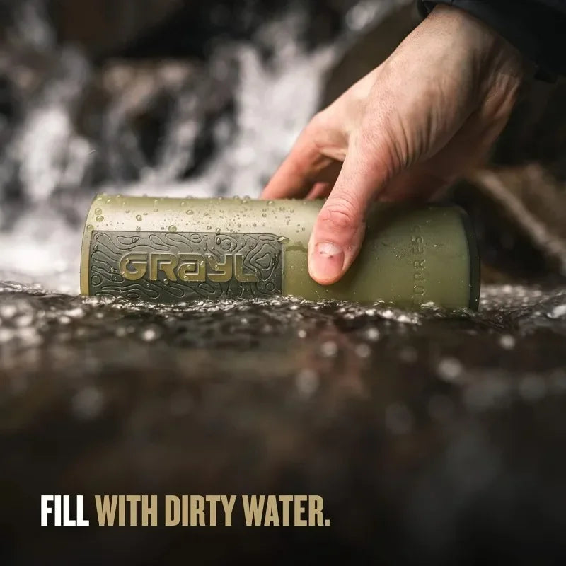 tt For GRAYL GeoPress 24 oz Water Purifier Bottle - Filter for Hiking, Camping, Survival, Travel (Olive Drab)