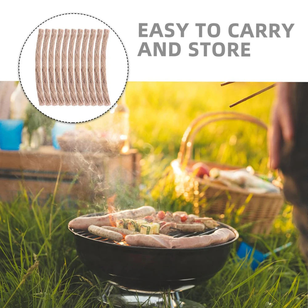 10pcs/set Camping Wax Fire Rope Outdoor Ignition Rope Durable Hemp Rope Camping Fire Emergency Hiking Camping Barbecue Fire Rope