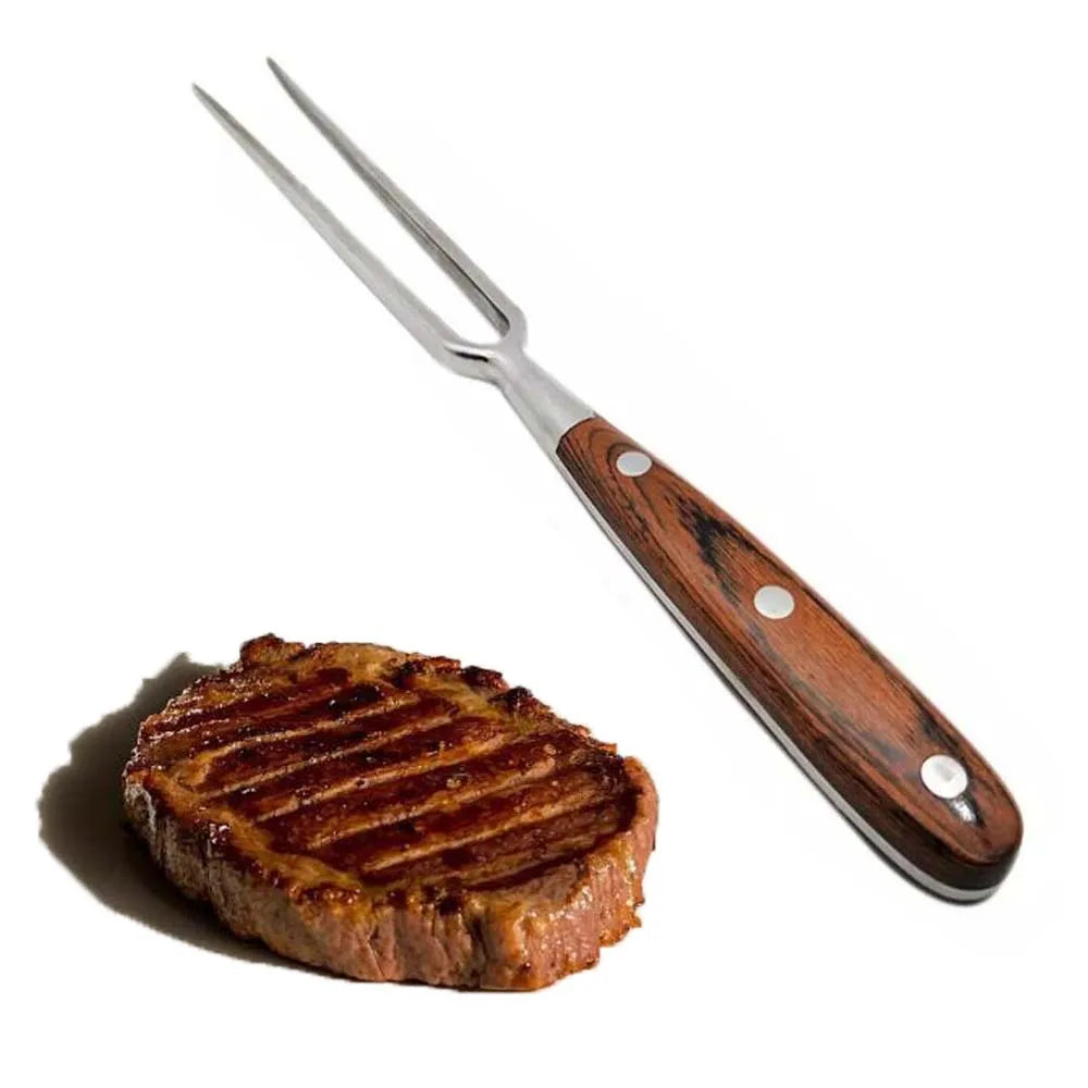 Stainless Steel Barbecue Fork With Wooden Handle Beef Portable Outdoor Bbq Camping Cooking Grill Tools Accessories