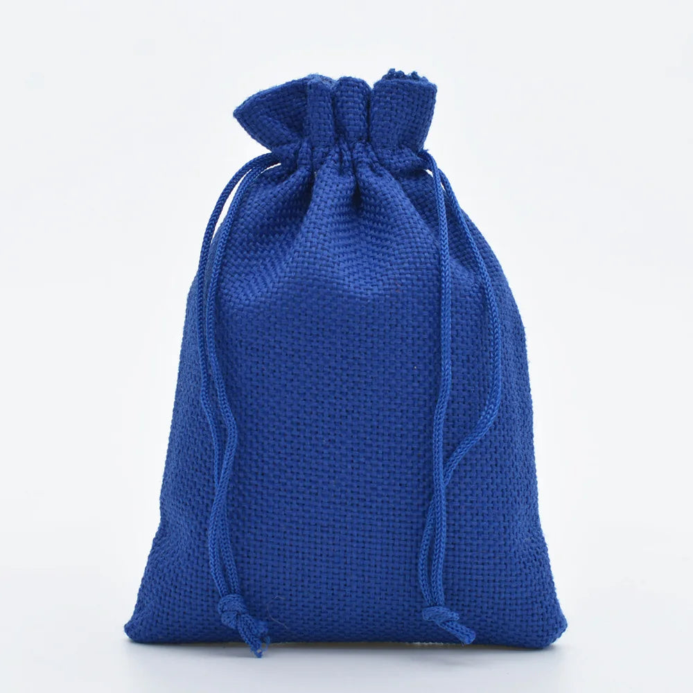 5pcs Multisize Jute Burlap Linen Drawstring Bag Christmas Halloween Gift Bags Wedding Birthday Party Candy Chocolate Packing Bag