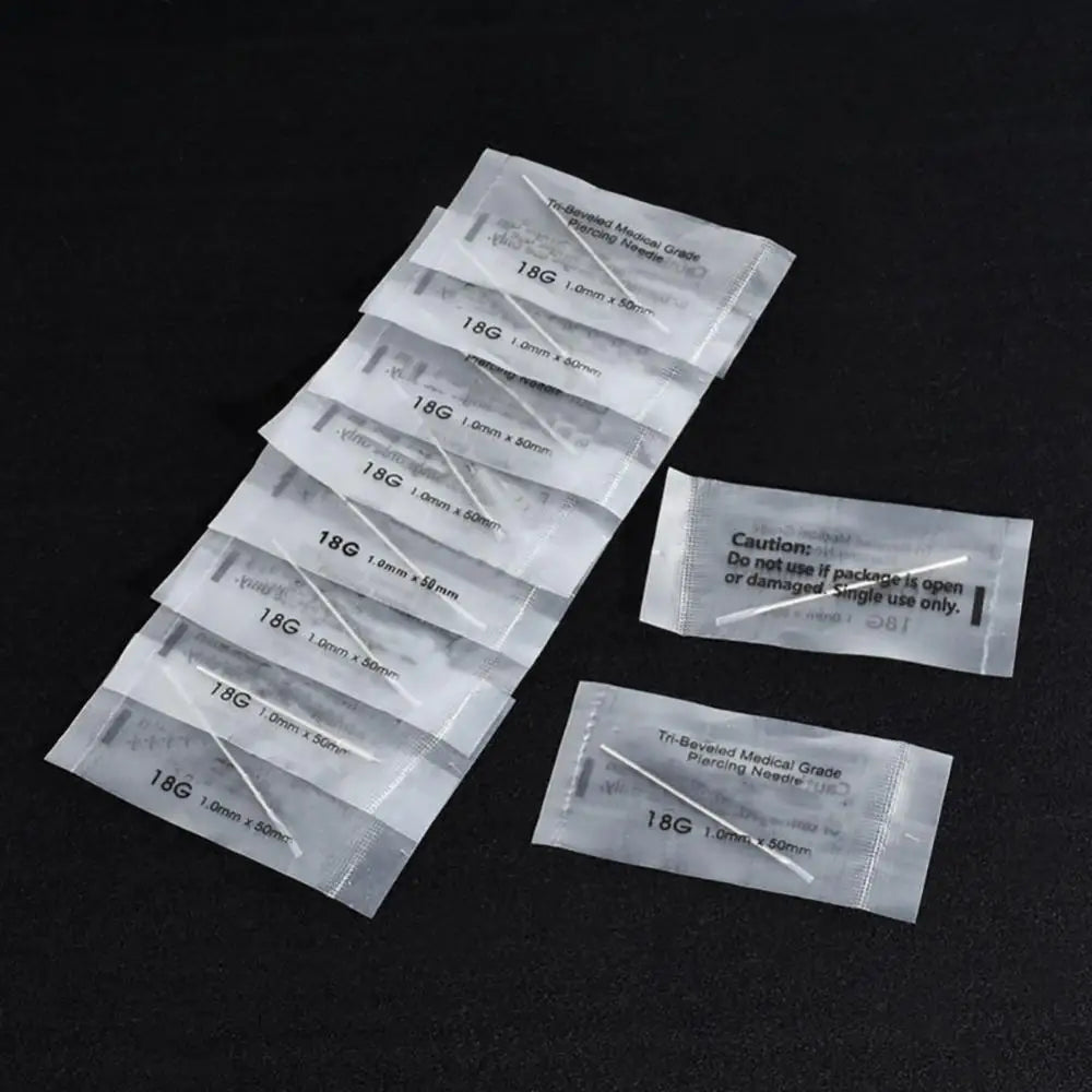10Pcs 12/14/16/18/20G Surgicals Steel Disposable Piercing Needles for Navel Nose
