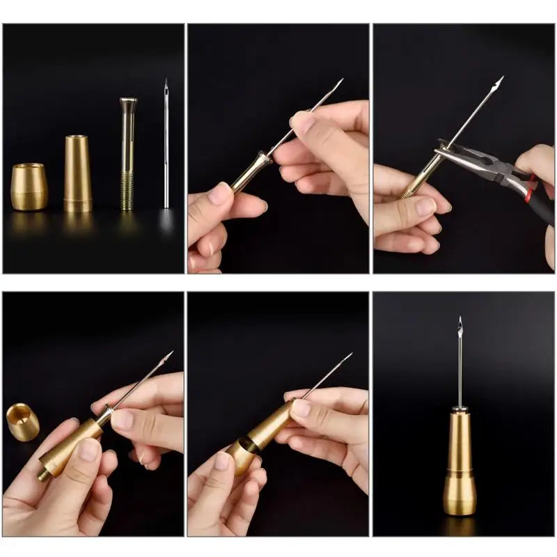 Leather Sewing Awl Set Replaceable Multifunctional Shoes Repair Tool Kit Punch Stitching Needles DIY Sewing Leathercraft