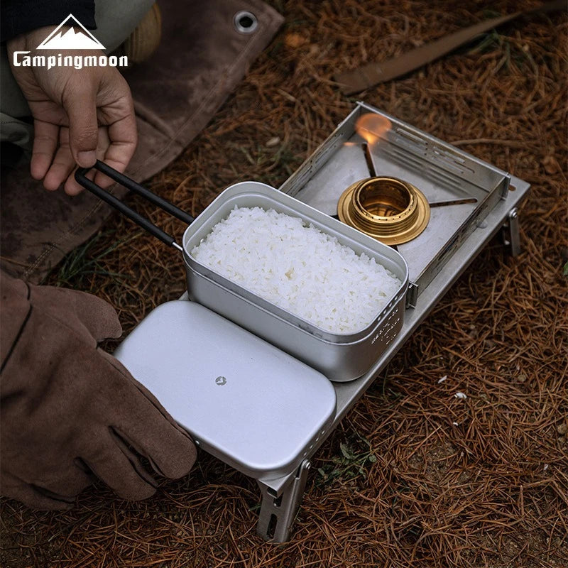 CAMPINGMOON S-2013 Aluminum Oxide Portable Lunch Box, Open Flame Heated OutdoorPicnic Camping Lunch Box, Aluminum Lunch Box