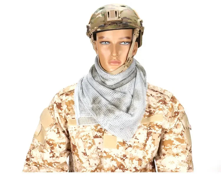 Camouflage Netting Scarf Sniper Veil Camo Mesh Face Scarf Veil Shemagh Head Wrap for Outdoor Camping Hiking Hunting Shooting
