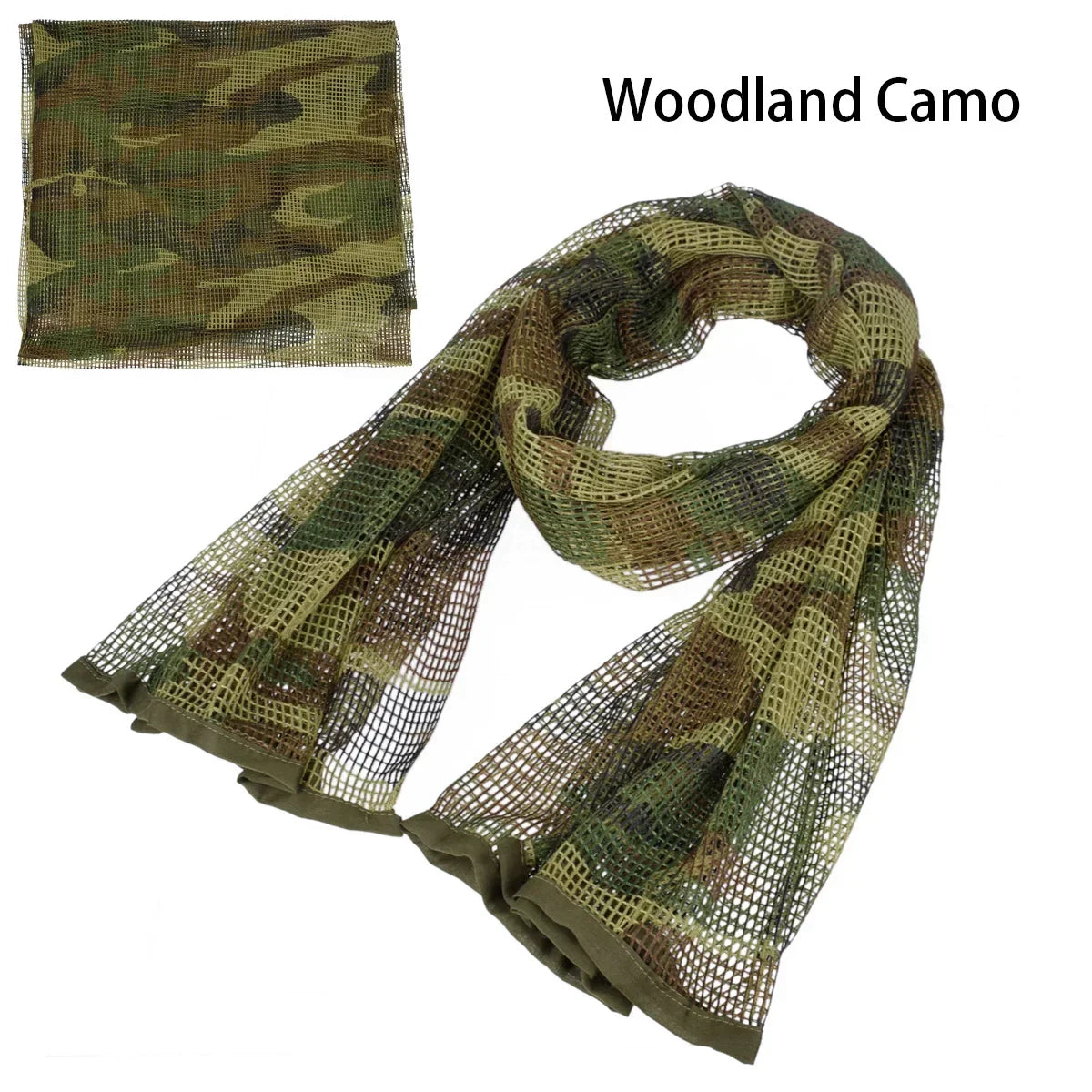 Camouflage Netting Scarf Sniper Veil Camo Mesh Face Scarf Veil Shemagh Head Wrap for Outdoor Camping Hiking Hunting Shooting