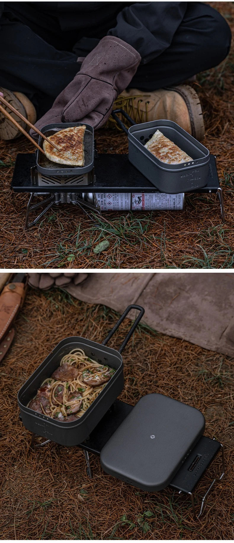 CAMPINGMOON S-2013 Aluminum Oxide Portable Lunch Box, Open Flame Heated OutdoorPicnic Camping Lunch Box, Aluminum Lunch Box