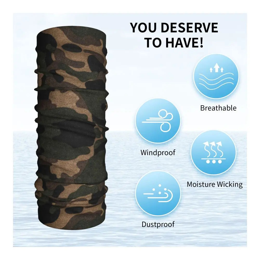 Custom Flecktarn Camo Bandana Neck Gaiter Windproof Face Scarf Cover Men Women Woodland Camouflage Headwear Tube Balaclava