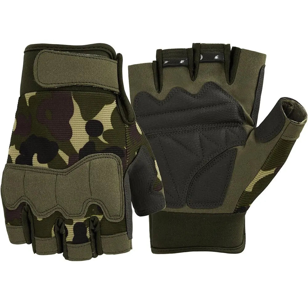 Fingerless Tactical Gloves Knuckle Protective Breathable Outdoor Camping Gloves for Shooting Hunting Motorcycling Climbing