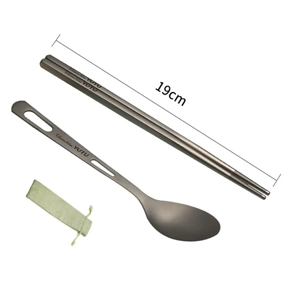 Portable Outdoor Dinnerware Sets Ultralight Travelling Knife Fork Spoon Chopstick Titanium Tableware Flatware Set Camping