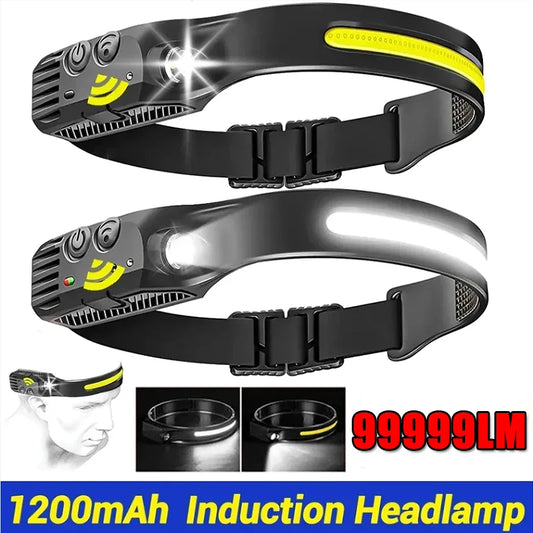 LED Headlamp Sensor Headlight With Built-in Battery