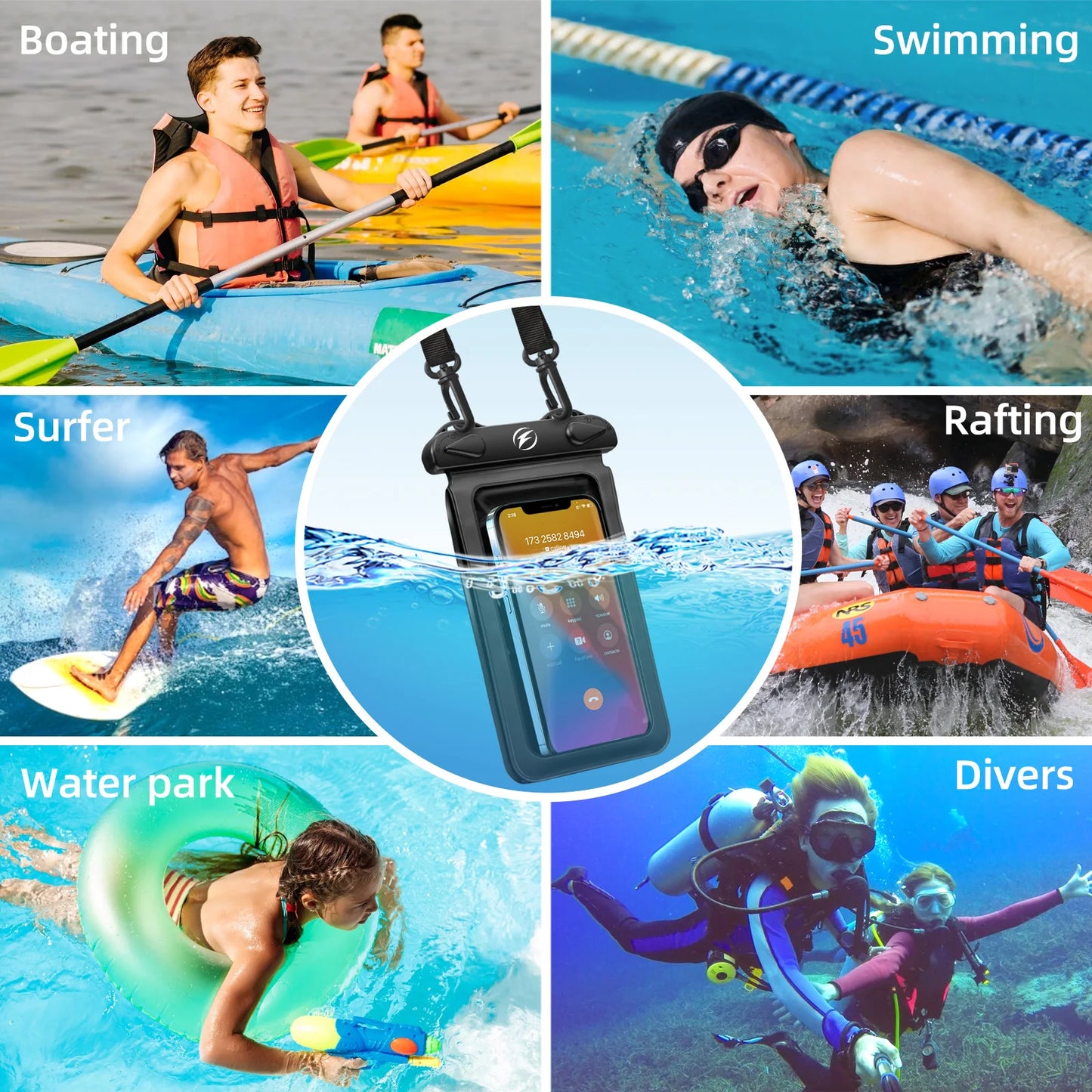 Waterproof Underwater PVC Package Pouch Diving Bags For iPhone Outdoor Mobile Phone Double Pocket Case For Samsung Xiaomi Huawei