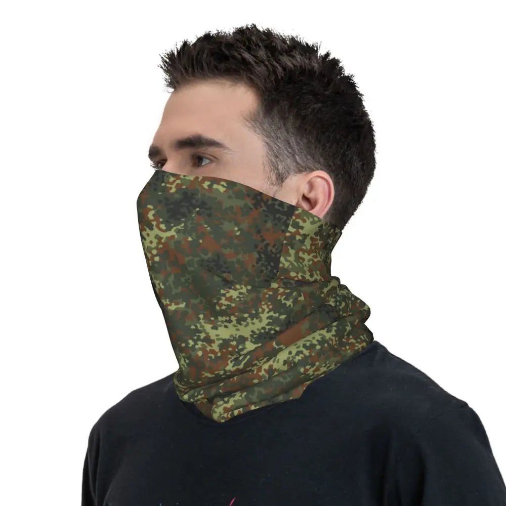 Custom Flecktarn Camo Bandana Neck Gaiter Windproof Face Scarf Cover Men Women Woodland Camouflage Headwear Tube Balaclava