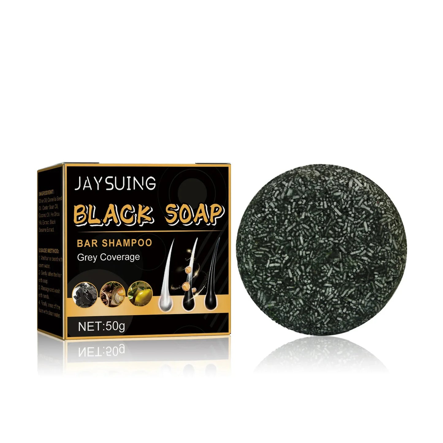Magic White Hair to Black Shampoo Dye Soap Natural Color Soap Restore Gray Beard Cover Gray Hair Dye Hair Fixing Shampoo Bar