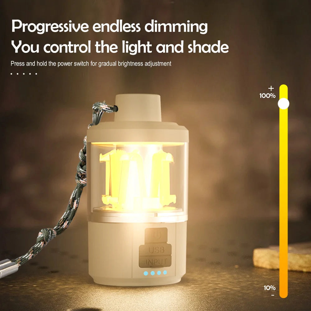 LED Rechargeable Flashlight Camping Lantern 5 Modes Super Bright Portable Hanging Tent Lamp Waterproof Hiking Fishing Outdoor