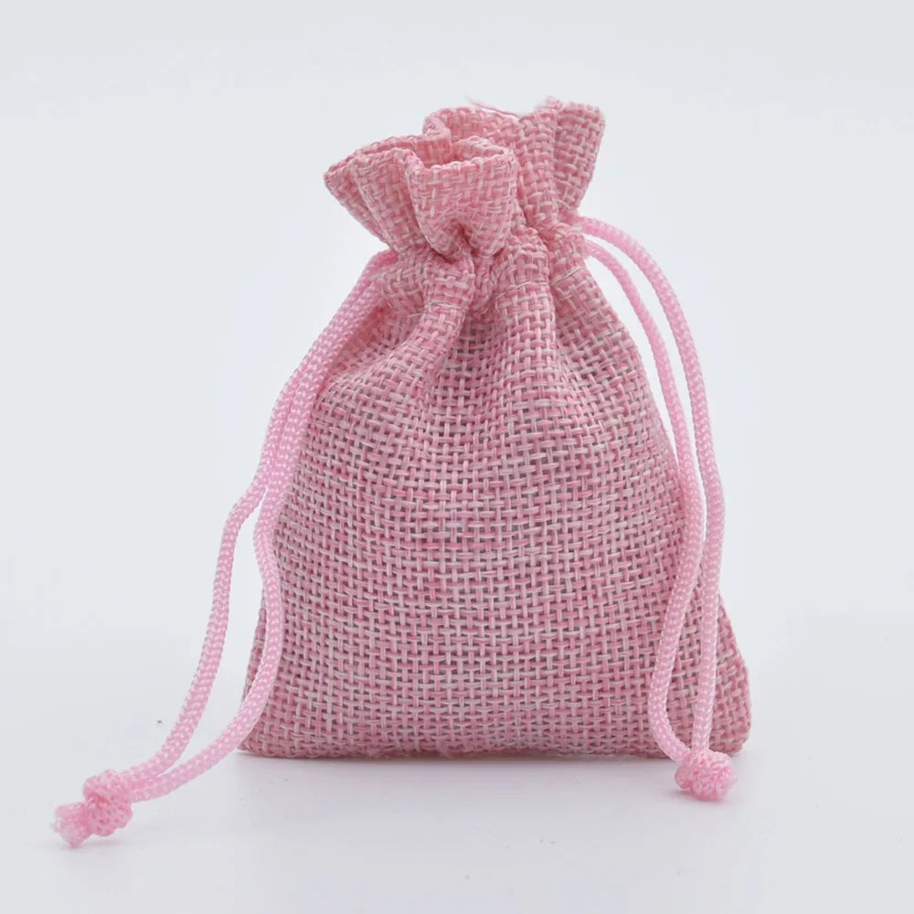 5pcs Multisize Jute Burlap Linen Drawstring Bag Christmas Halloween Gift Bags Wedding Birthday Party Candy Chocolate Packing Bag