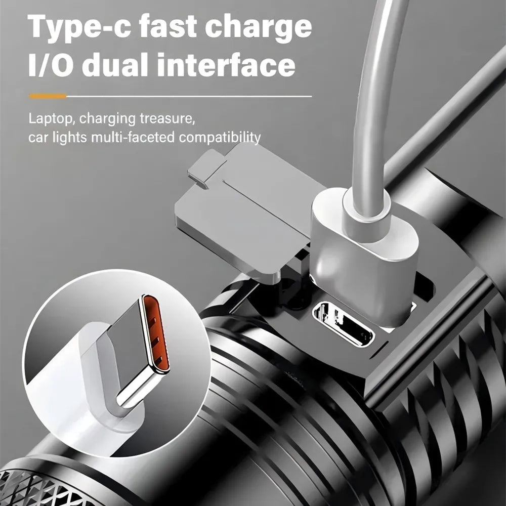 Portable Rechargeable LED Flashlights High Power Military Tactical Flashlight Zoom Torch Lamp For Outdoor Camping Fishing