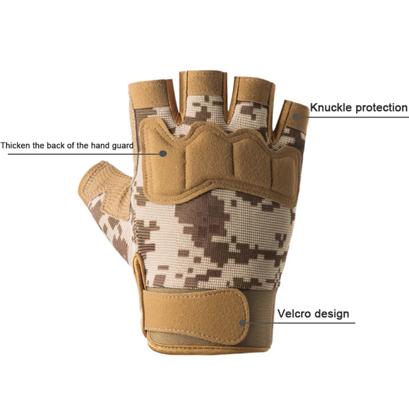 Men Women Tactical Military Army Shooting Cut Proof Fingerless Gloves Anti-Slip Outdoor Sports Paintball Airsoft Bicycle Gloves