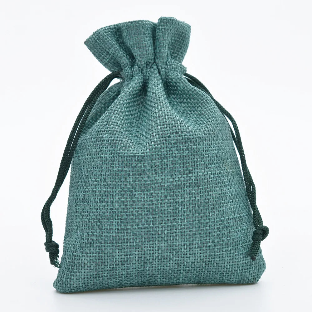 5pcs Multisize Jute Burlap Linen Drawstring Bag Christmas Halloween Gift Bags Wedding Birthday Party Candy Chocolate Packing Bag