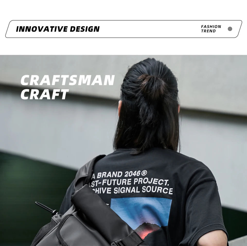 Fashion Casual Men Roll Top Shoulder Messenger Bag Large Size Outdoor Cycling Crossbody Side Bags Male Urban Trend Daypack
