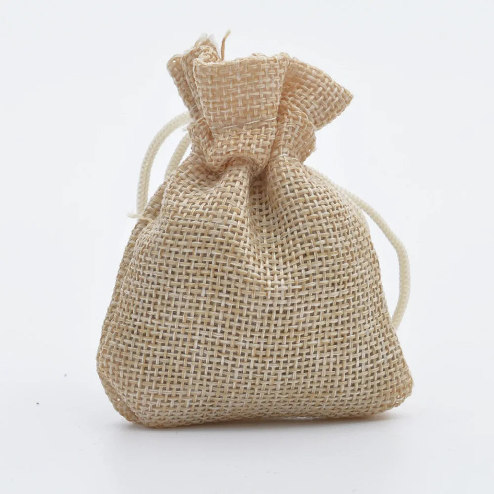 5pcs Multisize Jute Burlap Linen Drawstring Bag Christmas Halloween Gift Bags Wedding Birthday Party Candy Chocolate Packing Bag