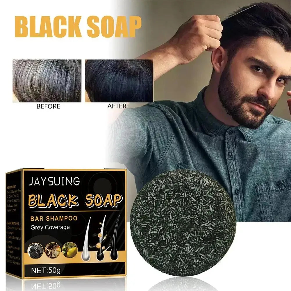 Hair Shampoo Soap Polygonum Multiflorum Black Soap White Hair Repair Soap Hair Care Set Nourishing Anti Dandruff Hair Dye Soap