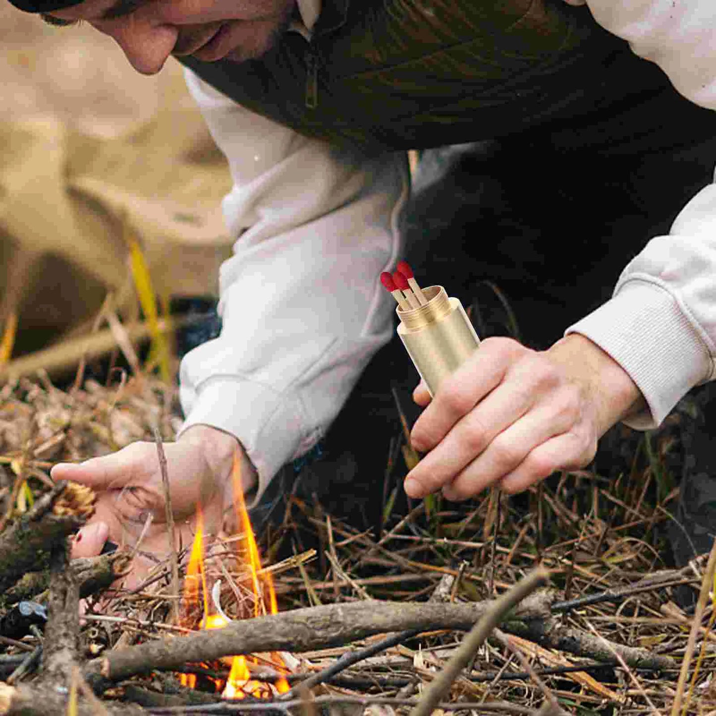 1pc Outdoor Metal Match Container Camping Survival Tin Watertight Portable Matches Storage Box Emergency Fire Starter Case For