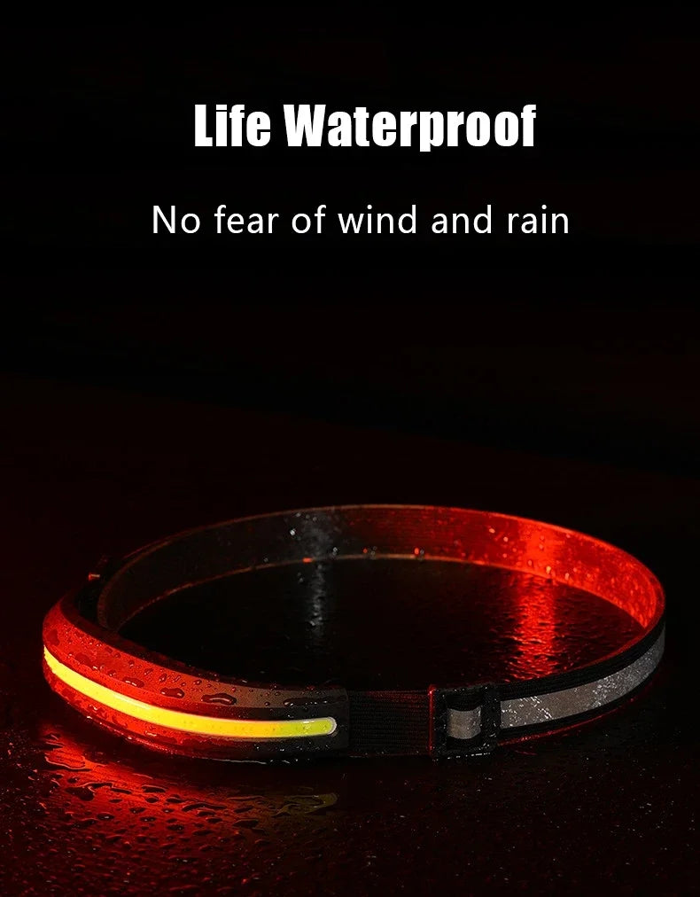 Powerful Portable COB Headlamp USB Rechargeable Red and White Light Work Light Outdoor Camping Fishing Floodlight Headlight